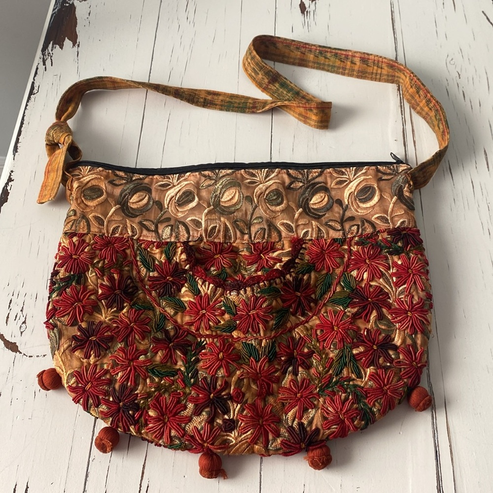 Peruvian Boho Multicolored Hobo Crossbody Bag